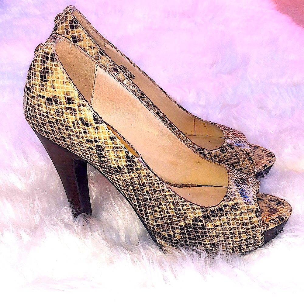 Michael Kors Snakeskin Peep Toe Heels